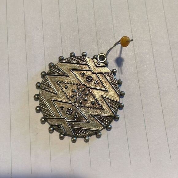 Vintage Lightweight silver, purple, turquoise disc earrings - Picture 4 of 5